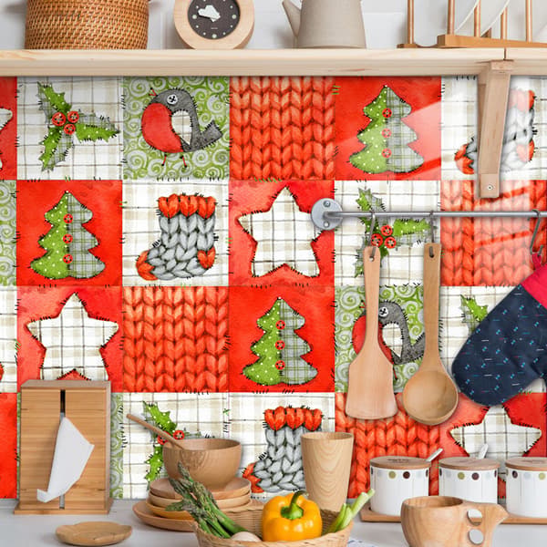 Juleveggfliser DIY Flisdekaler, juletre Peel and Sti