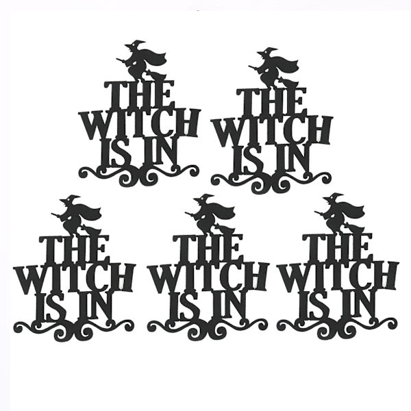 5 stk Halloween Hængende Dørdekorationer Vægskilte THE WITCH IS IN til Fest Hjem