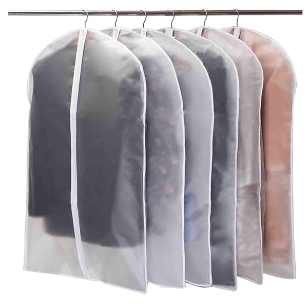 Beklædningstaske, jakkesæt, pakke med 6, tøjtasker af høj kvalitet, gennemsigtig 60 x 100 cm, åndbart stof til jakkesæt, kjoler, frakker, jakker, skjorter,