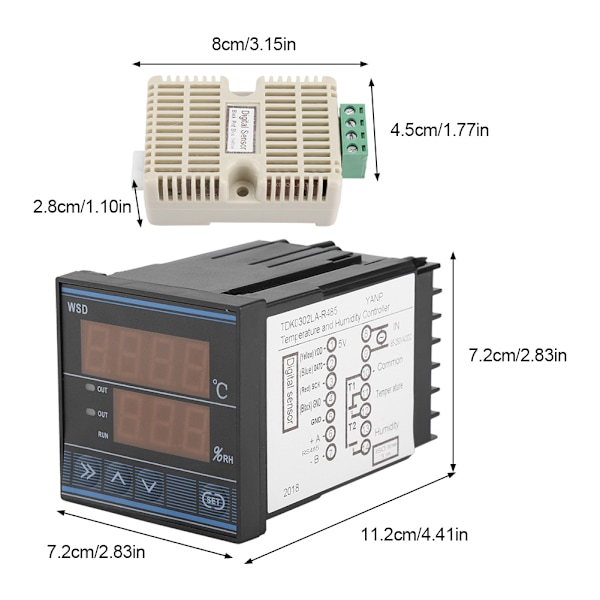 LED Digital Temperatur- och Luftfuktighetsregulator med Reläutgång 85-264V