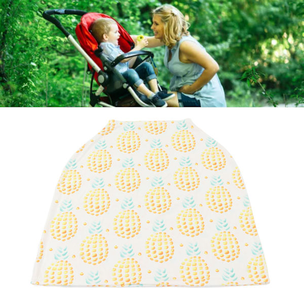 Amningsöverdrag Mjukt Andningsbart Vindtätt 4 i 1 Multianvändning Baby Amningsöverdrag för Babybil Stor Ananas