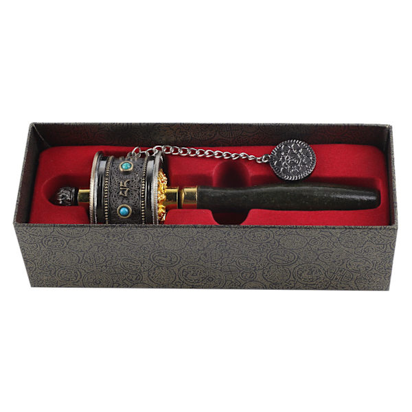 Legering Tibetansk Buddhistisk Seks Ord Mantra Håndsveiv Buddhistisk Bønneshjul (Bronse)