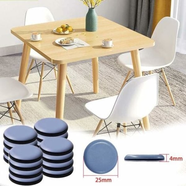 Litzee 24 stk Teflon møbelglider 25mm (runde) - Møbel