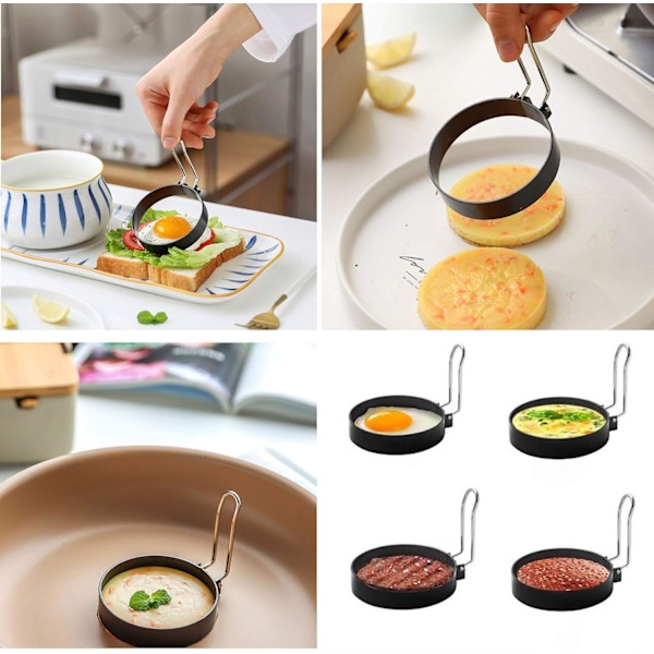 Lättanvända Matlagningsverktyg, Perfekta Runda Ägg Multifunktionella Matlagningstillbehör För Din Stekplatta, Non-stick Äggring i Rostfritt Stål, Tål Maskindisk