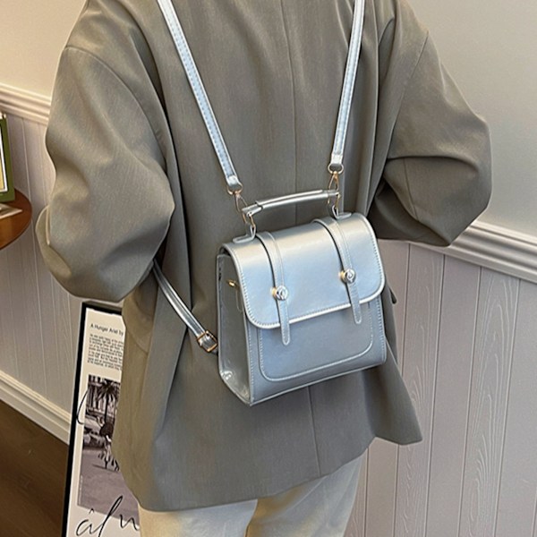 Ryggsäck för kvinnor PU Stor Kapacitet Enkel Elegant Modeväska för Resor Shopping Dagligen Silver One Size