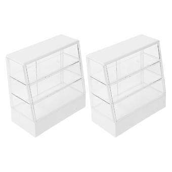 2 stk. dukkehusmøbler og tilbehør af mini kage display kabinet mini hus dekoration