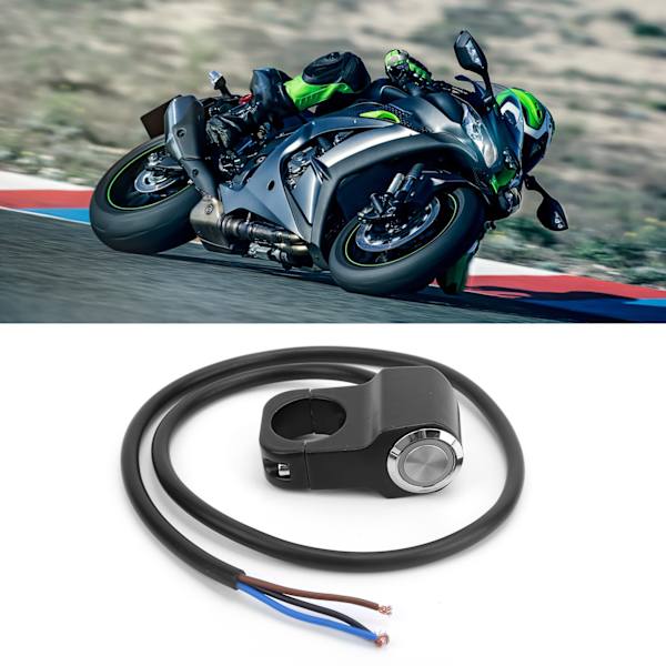 Styrehåndtak Bryter Trykknapp Med Lys Tilbakestillingslås Universal for Motorsykkel med 22mm Styre Rød Lys