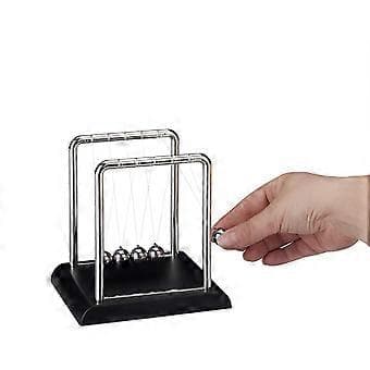 Newtons pendul, klassisk pendul, 5 kugler, kuglependul, sølv, 9 x 7,5 x 9 cm