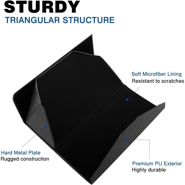 Hopfällbart glasögonfodral, PU bärbart glasögonfodral för