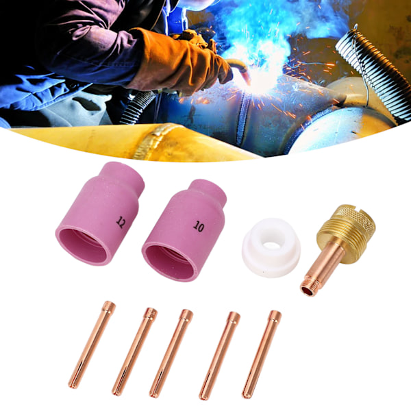 9 kpl Hitsauskupin Suutin Sarja Kupari PTFE TIG Hitsauskupin Suutin Runko Tarvike WP 17 18 26