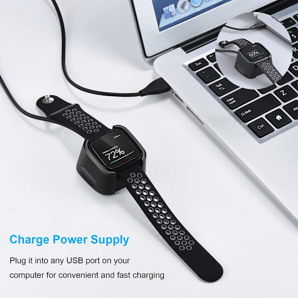 Ladekabel Kompatibel med Versa Lite-lader, erstatnings-USB-adapterkabel for Fitbit Versa Smart Watch
