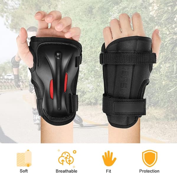Handledsskydd set, 2 delar handskridskoskydd skyddsutrustning justerbara handledsskydd handledsstöd scooterhandskar för barn tonåringar vuxna