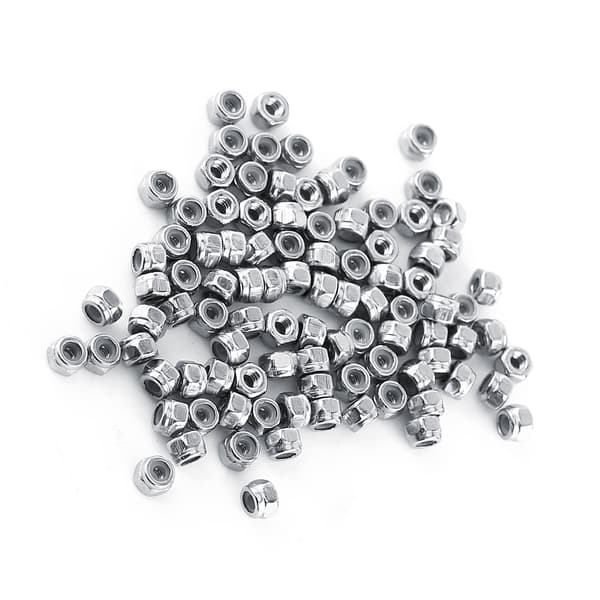 Set med SS304 Rostfritt Stål Nyloninsats Hex Låsmuttrar (M2, 100st)