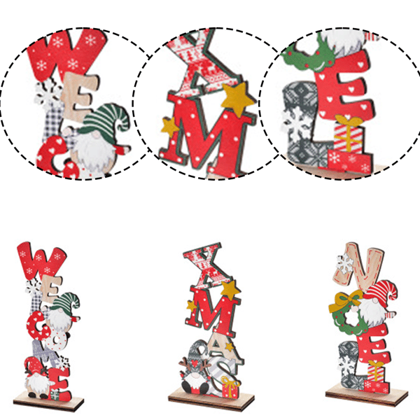 Julebordsdekoration, Træbordsskilt, Julebordsindretning til fest, Julepynt style 1