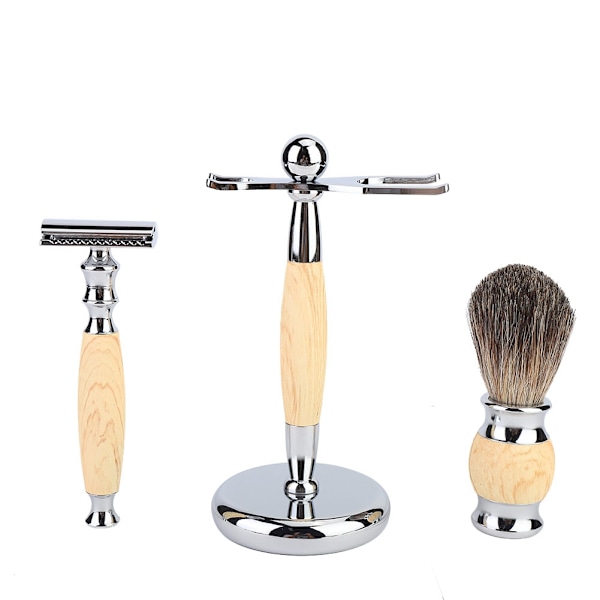 Klassisk Rakset för Män Retro Rakhyvel Skäggborste Rakhyvelställ Hållare Manuell Rakning Set