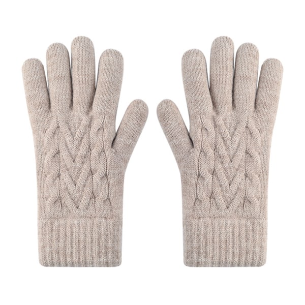 Star Winter Gloves for Women Warm Knit Gloves Touchscreen Girls Khaki