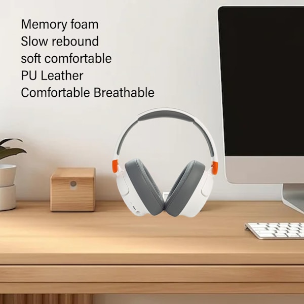 Öronkuddar Ersättning för JR460NC Barnhörlurar Memory Foam Skum PU Läder Öronkuddar Grå