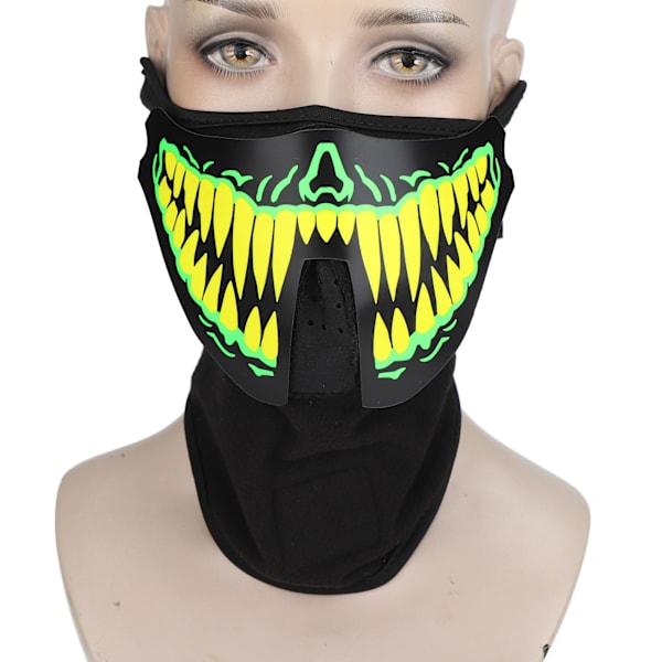 Lydaktiveret Lysende Maske Justerbar Letvægts LED Halloween Maske til Barer Fester