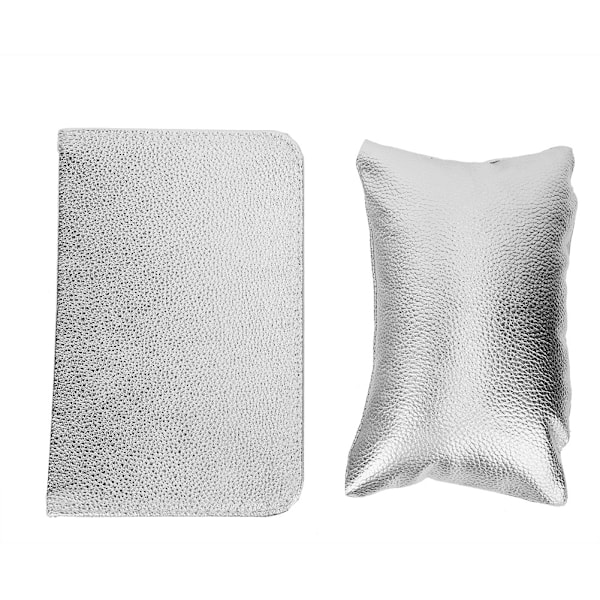 Nagelkonst Handkudde Set Handarmstöd Hållare Kudde Vikbar Bordmatta Manikyr Silver