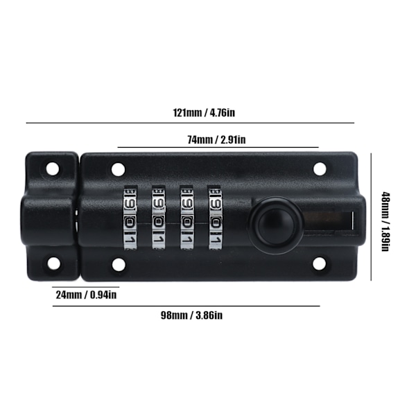 Kombinationsslå med kodet lås 4 cifre Tyverisikker Metal Lås til Dør Skab Have