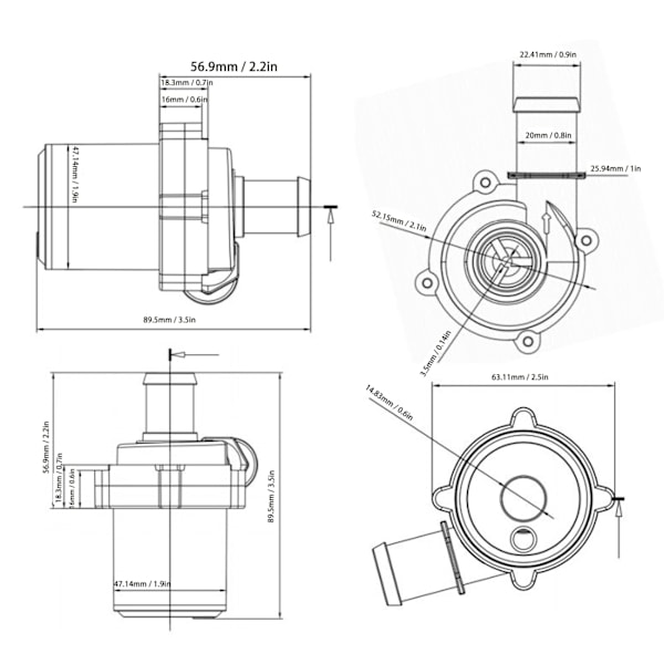 DC Borstlös Elektrisk Pump Ultraljudsstyrd Nedsänkbar Vattenpump 8 Meter Höjd 31L/min 32W 2.7A DC12V