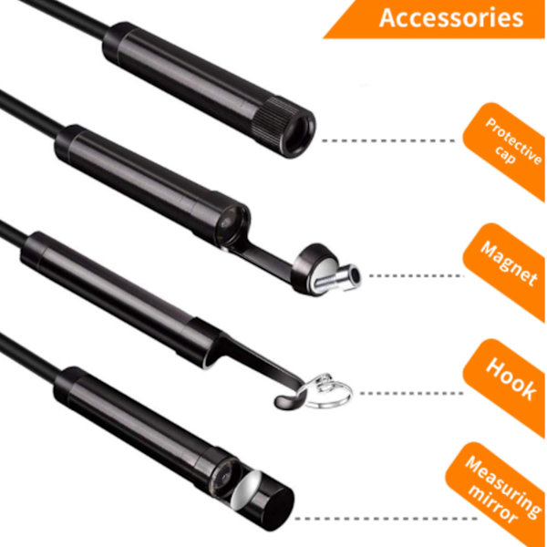 Industriell Endoskop 1200P HD 8mm Lins Wifi Inspektionskamera IP68 Vattentät Justerbar LED för Avloppsrör 5m/16.4ft