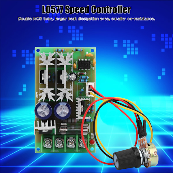 Motorhastighetsstyrningsmodul DC12V24V36V48V Hög Effekt Drivkort PWM 20A DC10-60V