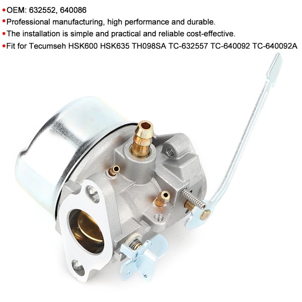 Forgaser Carb Kit Passer til Tecumseh HSK600 HSK635 TH098SA TC-632557 TC-640092 TC-640092A 632552