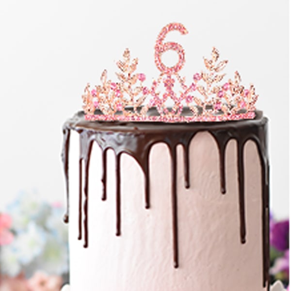 6th Pink Birthday Sash and Crown -hiusnauha, 6th Birthday Gifts f