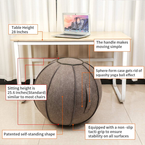 65 cm sittande bollstol för kontor, sovsal och hem, Pilates