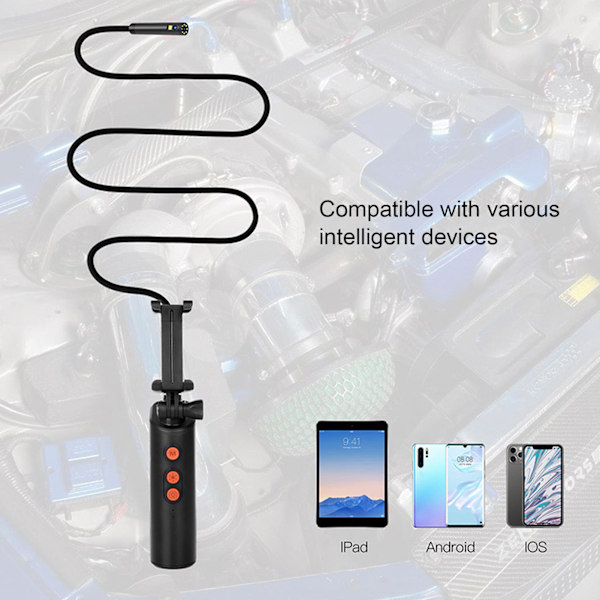 F280 1080P Endoskop 2MP 8mm WIFI Dobbelt Linse Boreskop Kloakkamera Inspektion IP68 Vandtæt (2m / 6.6ft)
