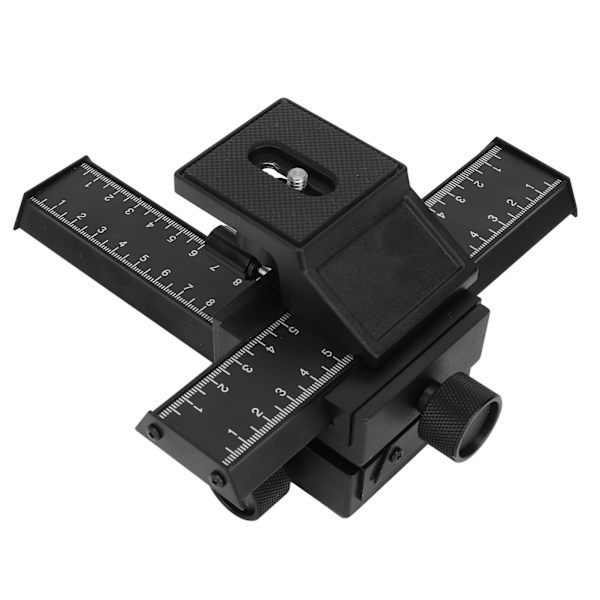Makro Fokuseringsskinne Glide 4 Veis Magnesium Aluminium Legering Nærbilde Skyteskinne med 1/4 Tommers Skruehull