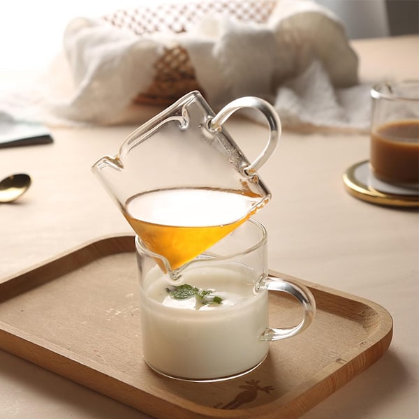 Espresso-kopper sett med 2, 4 OZ dobbel tut-kopper, espressoshot-glass, melkekopp med håndtak, klart glass, espressotillbehør for espressomaskin