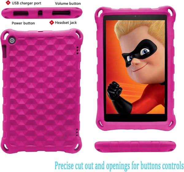 2019 Ny Fire 7 Tablet Fodral, (Kompatibel med 5:e generationen, 2015 års modell/7:e generationen, 2017 års modell/9:e generationen, 2019 års modell), Lättvikt H-pink