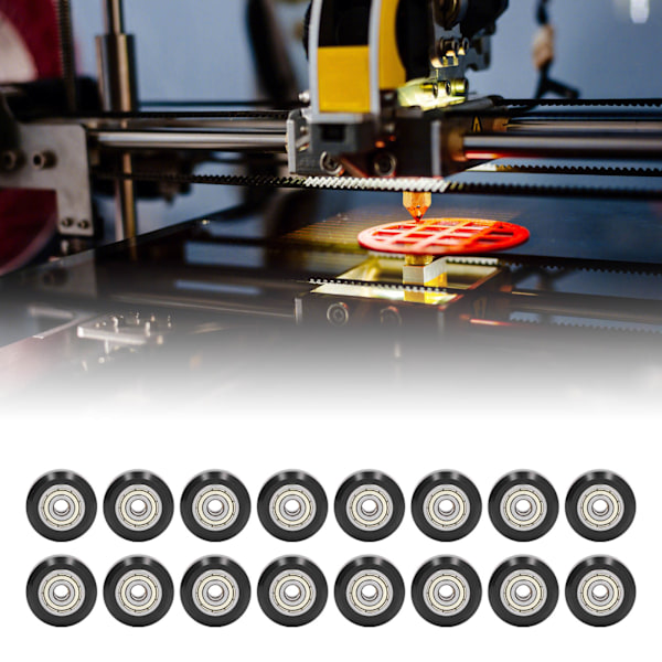 48 stk. 3D-printer remskive sæt Stabil lav friktion POM Præcis stål remskive sæt til trykkeri Sort