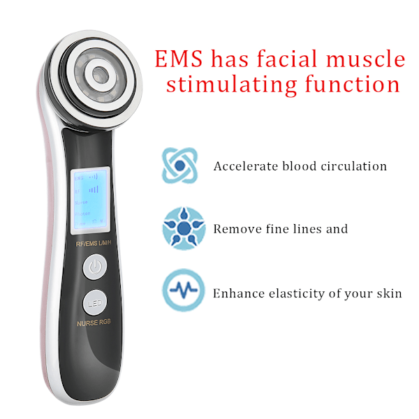 Ny 4-i-1 Photon Terapi RF EMS Mikrovibration Skønheds Maskine Rynkefjernelse Sort Lilla