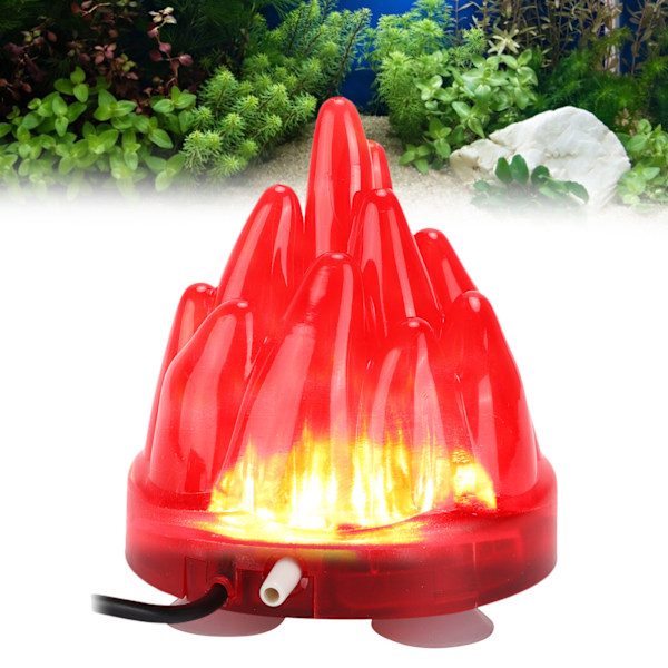 Akvarium Vulkan Ornament Lys Fiskedam Dekorasjon LED Luftboble Lys 100‑240VAU Plugg