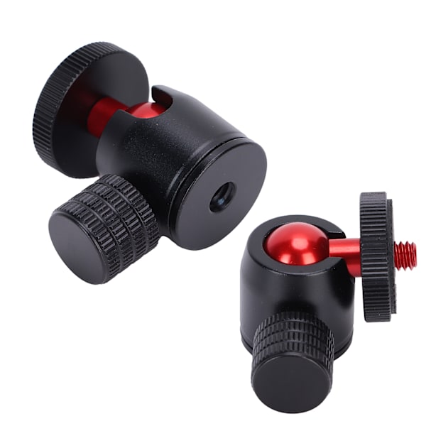 Mini Tripod Kulhuvud med 1/4 Tums Skruv och Hotskoadapter för DSLR-kamera Ringljus Röd Kula