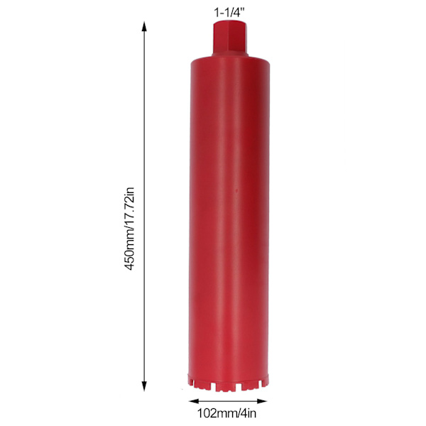 Timanttiydinporanterä 102 mm halkaisijaltaan, 450 mm pituus, kuiva- ja märkäkäyttöön