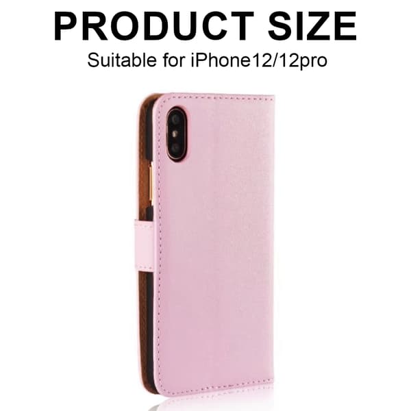 iPhone 12/12 Pro Ægte Læder Cover - Rose Pink