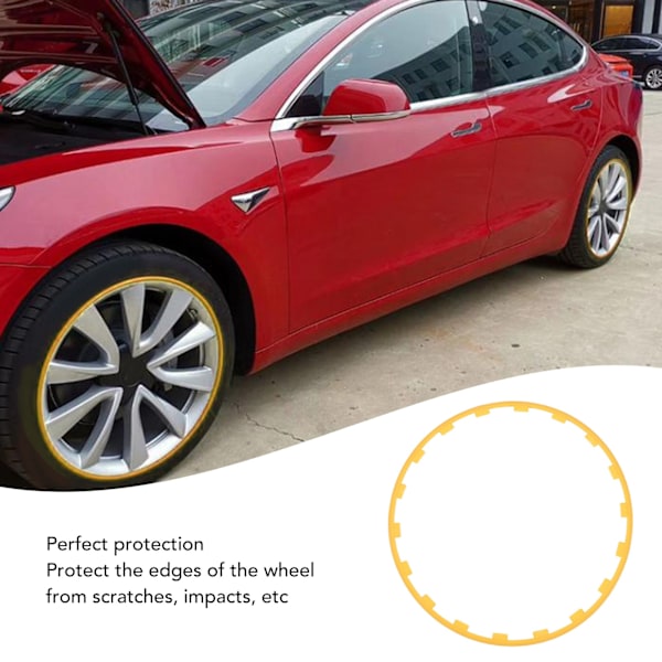 4 STK Fälgsäkerhetsring Repskydd Universal Passform Ersättning för Tesla Model 3 2017 till 2023 18-tums Hjul Gul