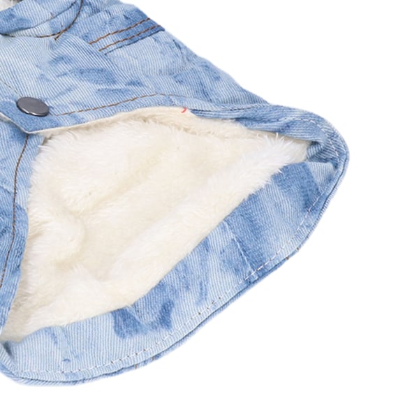 Hundejeansjakke Varm Kaldt Vær Plysj Denim Kjæledyrjakke for Små Mellomstore Store HunderL