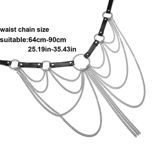 Blacktop Lagdelt Læderbælte Med Kæder Body Harness Sexy Wais