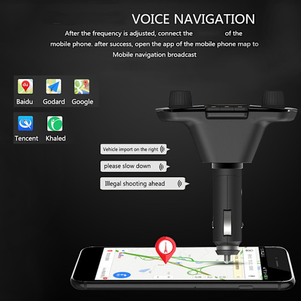 Dobbelt Hoved Bluetooth FM Sendemodul Bilradio Adapter MP3 Afspiller