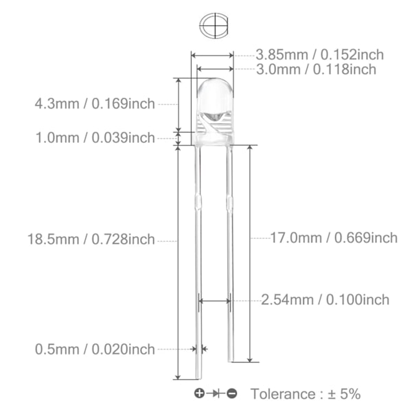 100 stk LED Diode 3mm 8 Farver LED Lysende Farve Lampe Elektroniske Komponenter Kit 3VPurple