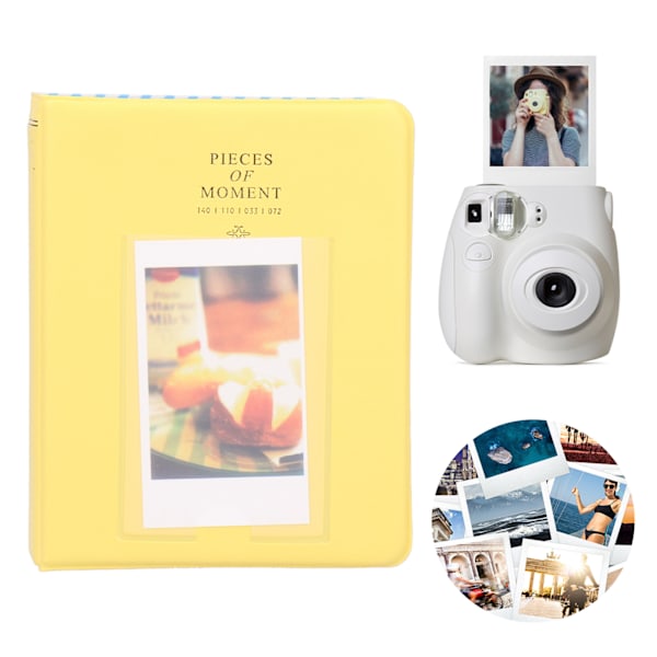 64 Lommer 3in Foto Oppbevaringsveske PVC Mini Fotoalbum for Fujifilm Instax mini 9 Grapefrukt Gul