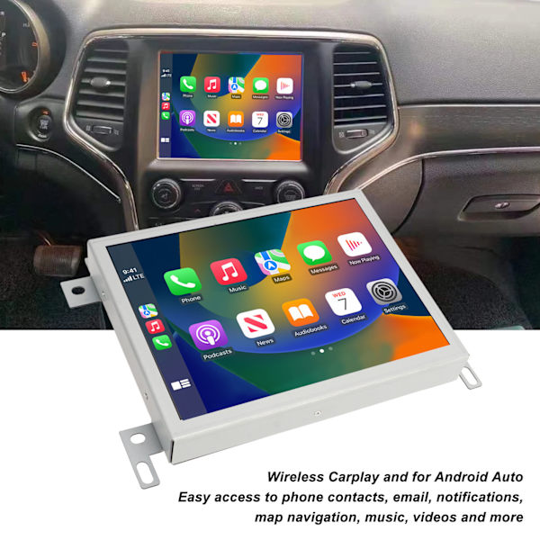 Auton multimediasoitin 8.8 tuuman kosketusnäytöllä, radio, GPS-navigointi, langaton Carplay, korvaa Dodge Challenger RAM 4+32G