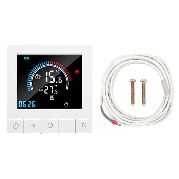 Gulvvarme Termostat LCD Display Touch Control Intelligent Timing Programmerbar Hjemmevarme Controller AC 90‑240V 16A Elektrisk Opvarmning