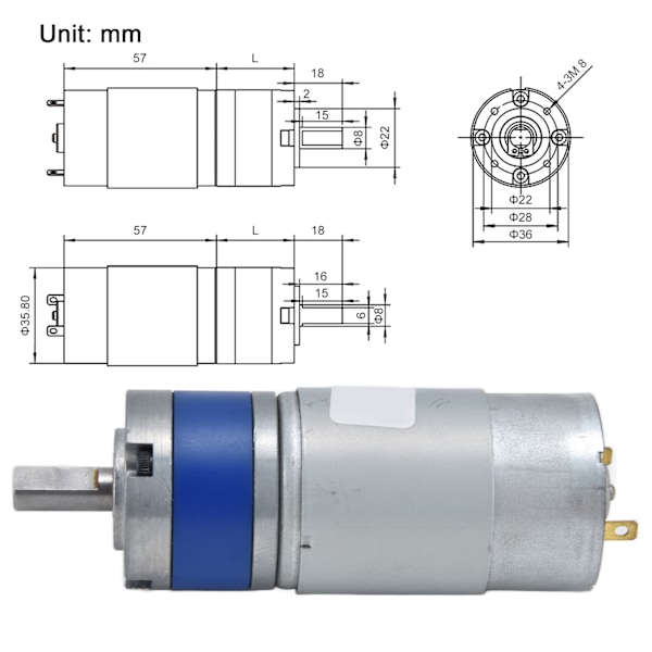Vaihde Moottori Nopeuden Vähentäminen Planeetta Hiiliharja D Akseli Tarvike DC 12V Robotti Koti 45RPM