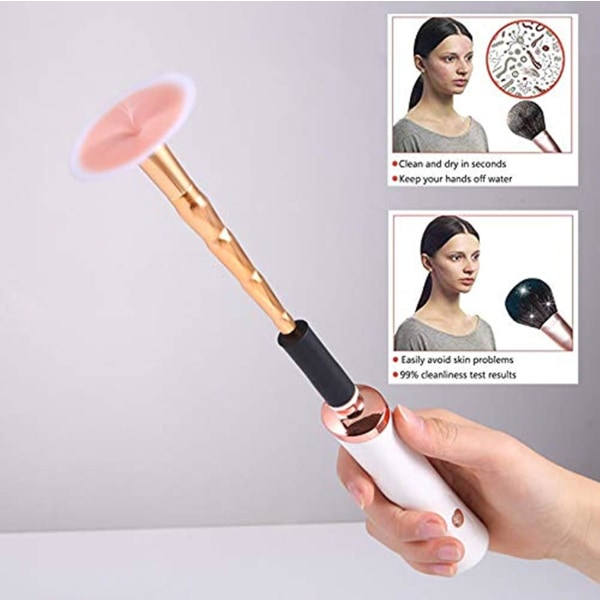 Makeup Brush Cleaner & Dryer, Pink Electric Brush Cleaner Set, Automatisk kosmetisk børstevaskeværktøj med 8 gummikraver, velegnet til de fleste makeup